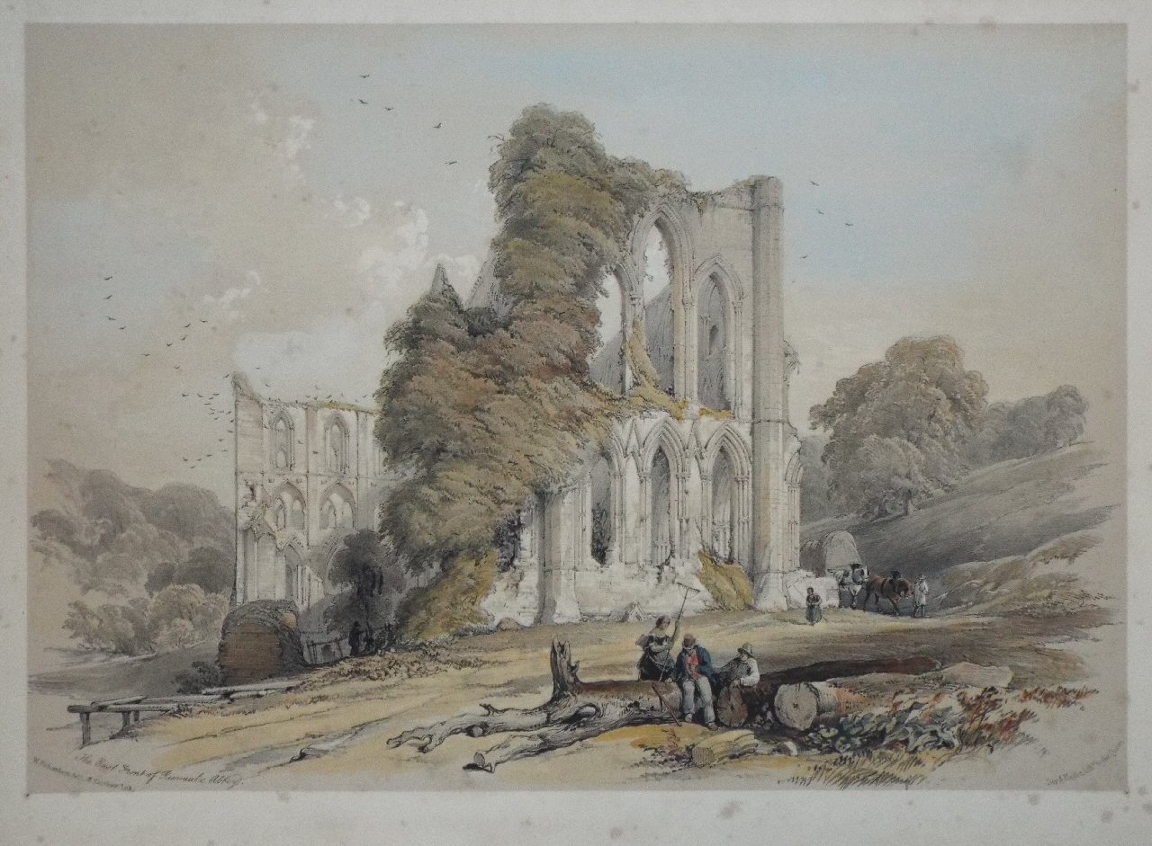 Lithograph - The East Front of Rievaulx Abbey - Hawkins